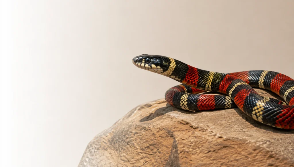 Serpiente Falsa Coral encima de una roca de arenisca