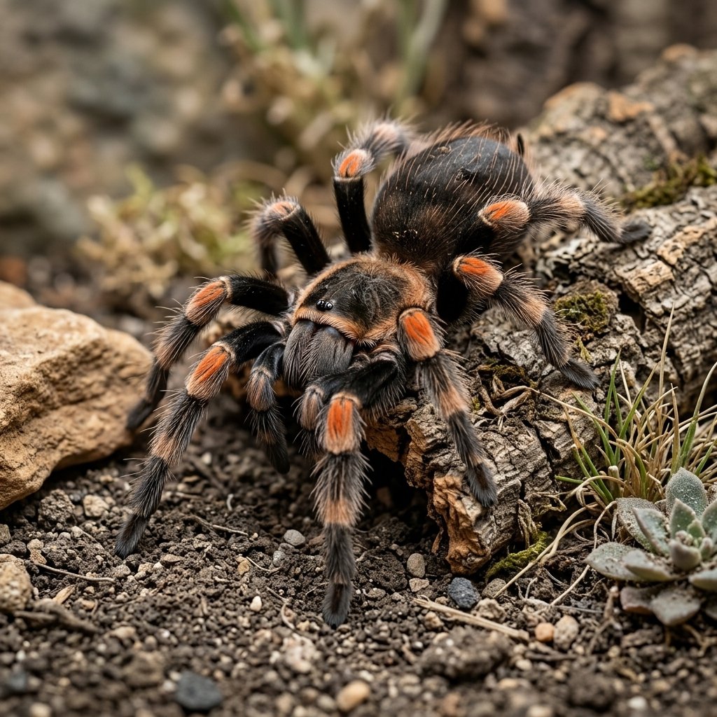 Tarántula en hábitat natural para terrario